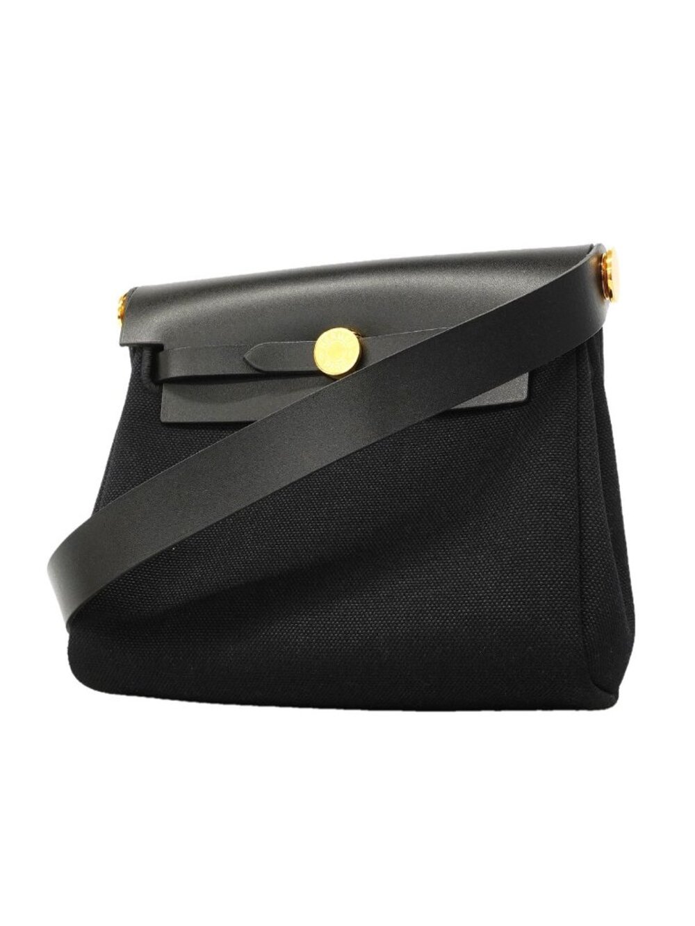 Hermes Shoulder Bag Herbag Zip Mini Toile Officier Black Gold